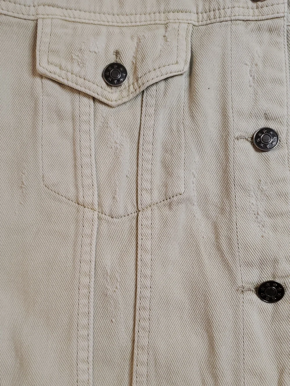 Mustard Seed Cropped Light Tan Distressed Denim Jacket Womwn's Size Small - Picture 4 of 9